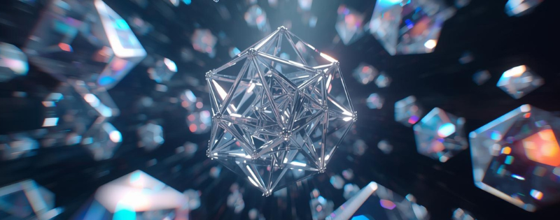 A 3D glass lattice and geometric primitives representing the new vocabulary of AI infrastructure naming.