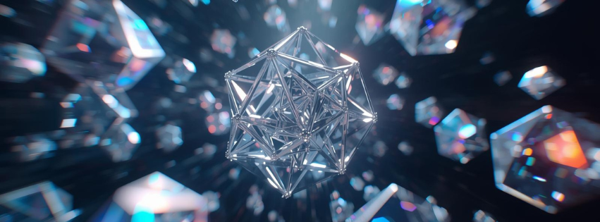 A 3D glass lattice and geometric primitives representing the new vocabulary of AI infrastructure naming.